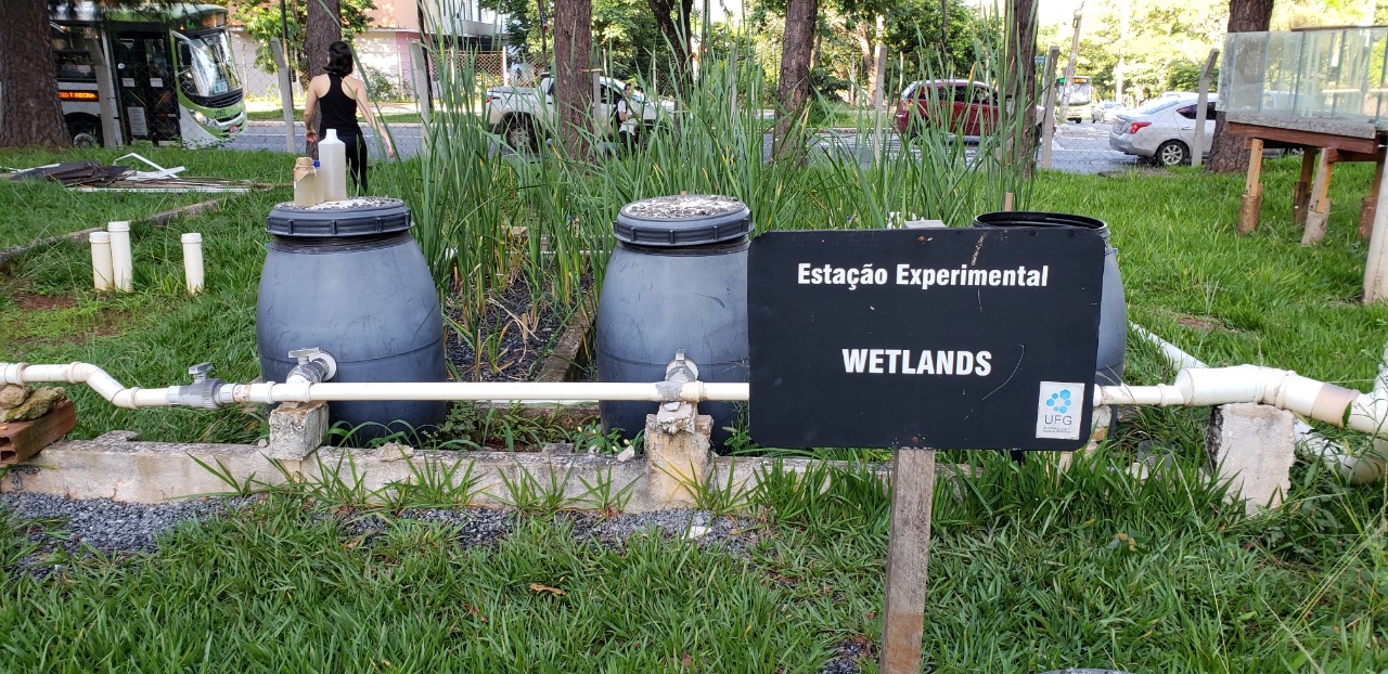 Foto de uma da estações de pesquisa e tratamento de esgoto com plantas, utilizada pelos pesquisadores.